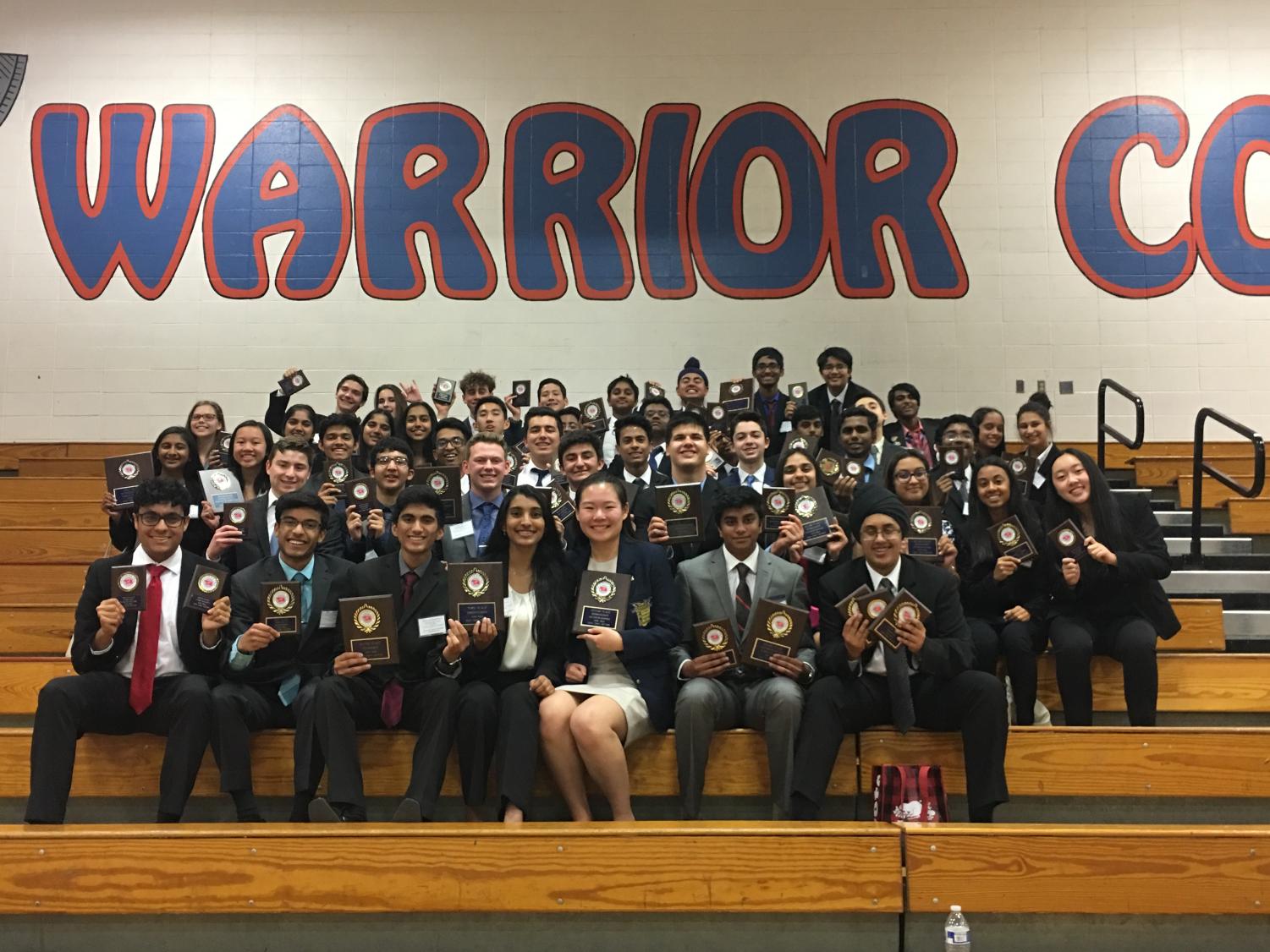 Members of FBLA display their awards. The FBLA team won third place at a regional conference.
