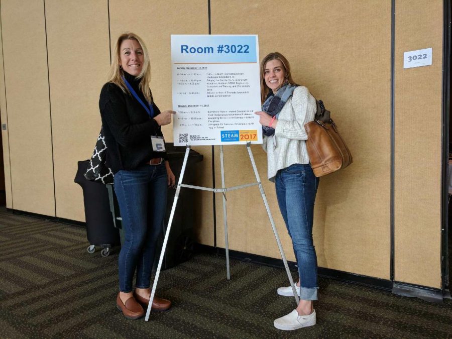 Science+teachers+Winnie+Litten+and+Ellen+Chevalier+pose+at+a+STEAM+conference.+Litten+and+Chevalier+have+presented+innovative+teaching+strategies+at+multiple+conventions+in+California+.