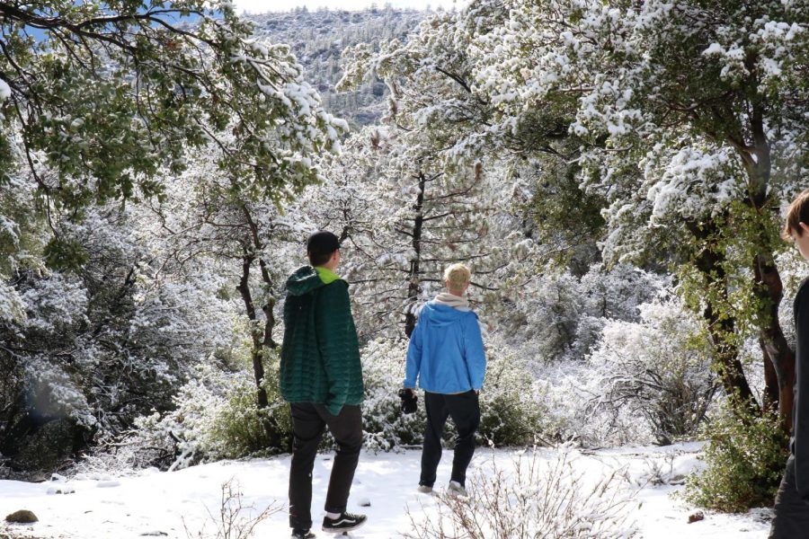 Seniors+Marcus+Jasso+and+Justin+Jordan+enjoy+snow+during+the+second+Life+Skills+Retreat+at+Angeles+Crest+Christian+Camp+during+recreation+time