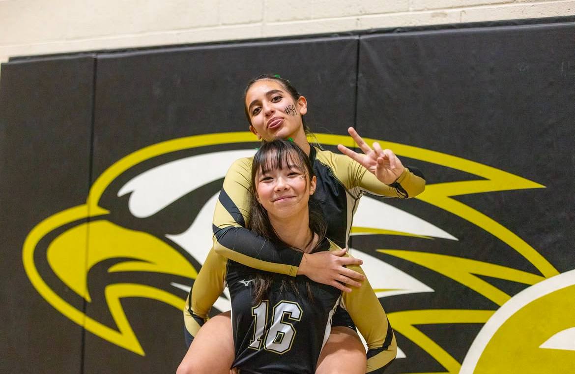 Freshmen Isabella Xing and Avina Kermanshah pose for a picture together